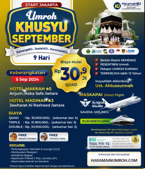 Paket Umroh September Bintang 5 Khusyuk
